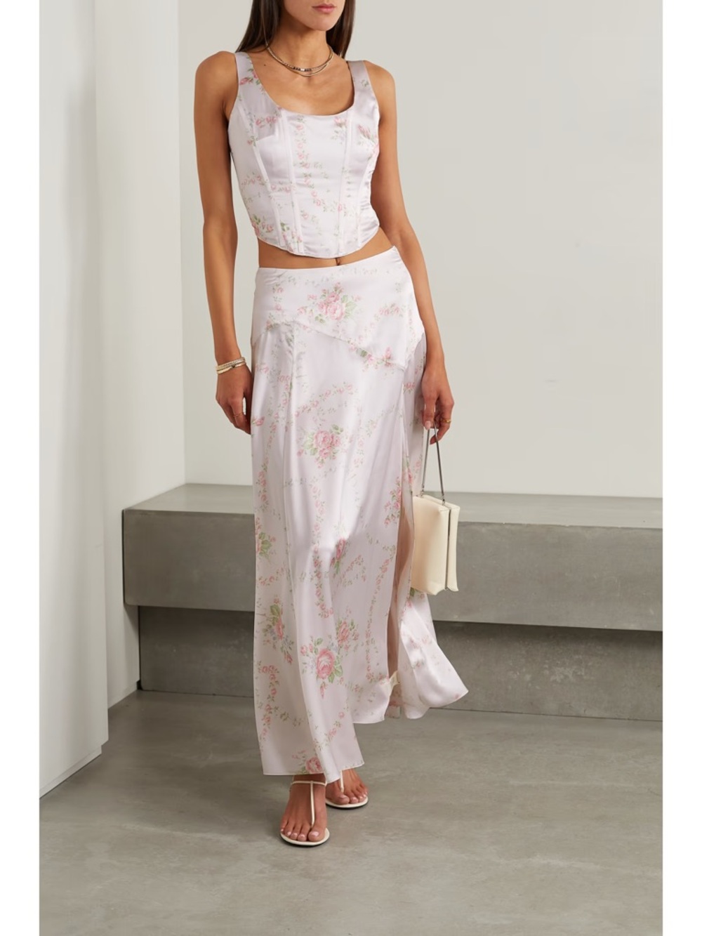 Loveshackfancy MORI silk bustier Ziggy silk-charmeuse maxi skirt ANGELIC PINK